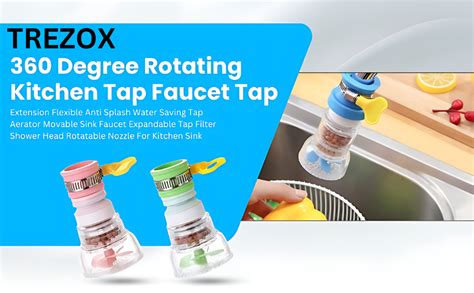 TREZOX Flexible Kitchen Tap Head Movable Sink Faucet 360° Rotatable ABS ...