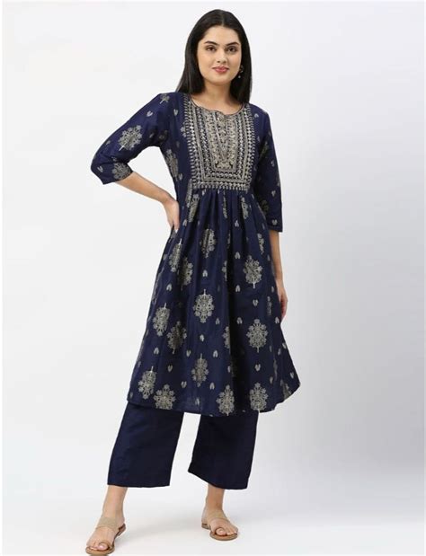 Buy Printed Maternity Kurta Dress (Navy) Online in India | Me n Moms