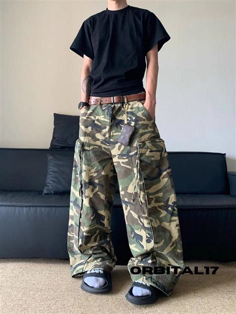 Streetwear Camo Baggy Stacked Flare Cargo Pants | Grailed