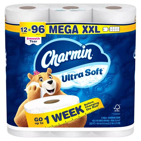 Charmin Toilet Paper, Ultra Soft, 12 Mega XXL Rolls - Walmart.com