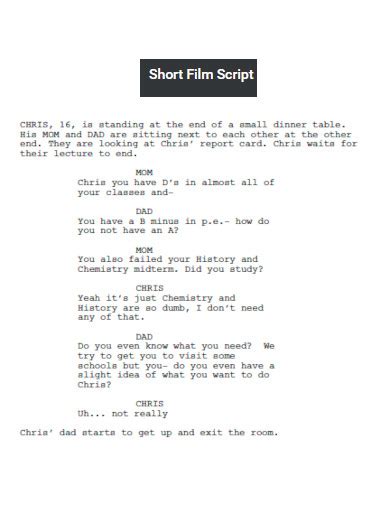 Image result for Film Script Format Example