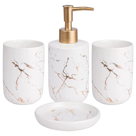 FabSeasons Bathroom Set Accessories, 4 Pieces Bathroom Accessory Sets ...