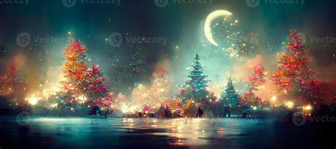 illustration of Abstract fantasy festive christmas tree background ...