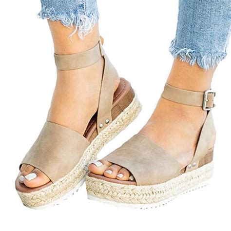 Espadrilles Wedges for Women Summer Casual Espadrille Slide On Platform ...