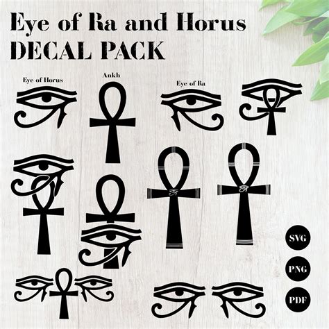 Eye of Ra & Horus | Ankh | SVG Symbol Bundle Pack | Hieroglyphs Vector ...