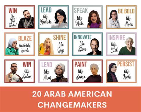 Famous Arab Americans Posters (set of 20), Arab American Changemakers ...