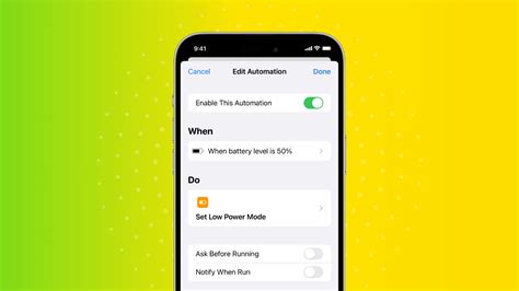 How to auto-enable Low Power Mode when iPhone reaches 50%