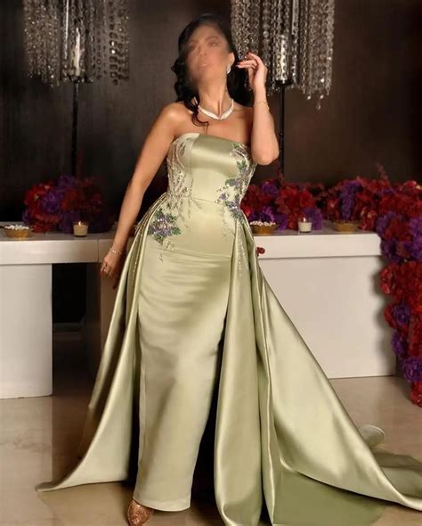 Customized Saudi Evening Dresses Floor Length Strapless Appliques Prom ...
