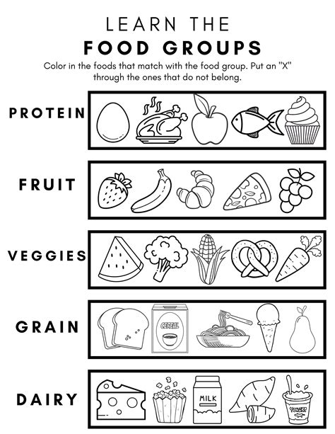 Learn the Food Groups - Child Nutrition Education Handout - Dietitian ...