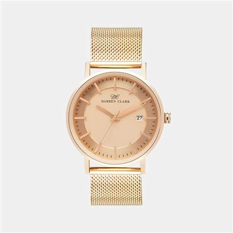 Darren Clark Men's Analog Round Dial Quartz Rose Gold Mesh Watch 1004C ...