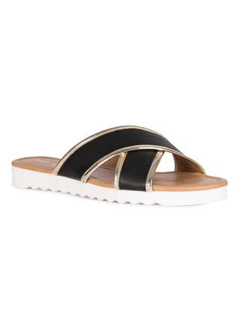 Get Gold Trim Criss-Cross Platform Slides at ₹ 979 | LBB Shop