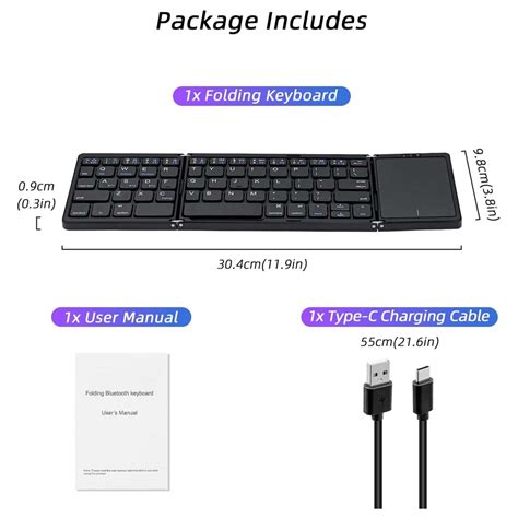 B089T Tri Fold Foldable Bluetooth Keyboard with Touchpad | Concept Kart
