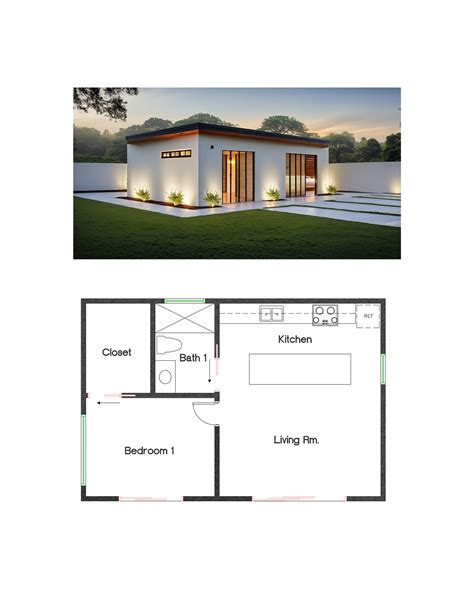 1 Bedroom 1 Bath (600SF) Modern Layout(accessory Dwelling Unit) Floor ...