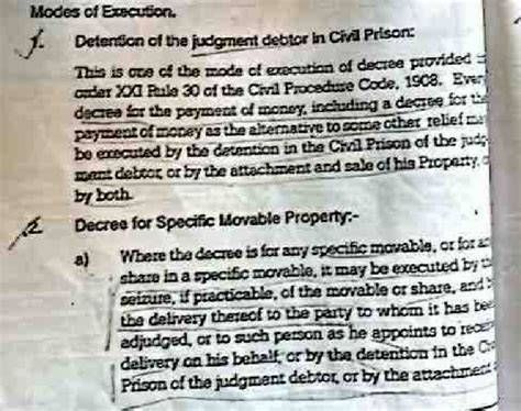 Execution - Civil procedure code - Modes of Execution. j. Detention of ...
