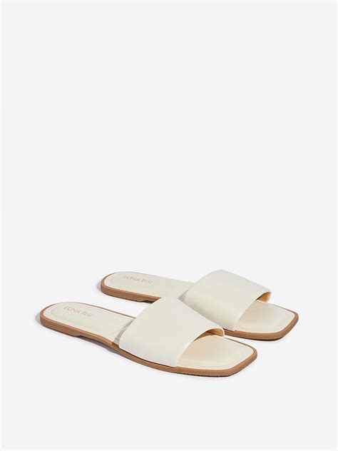 Buy LUNA BLU White Slip-On Slides from Westside