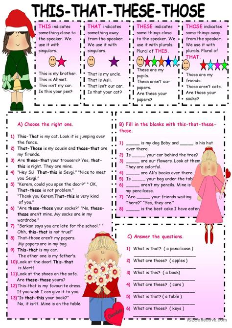 This - That -These - Those: Español ELE hojas de trabajo pdf & doc