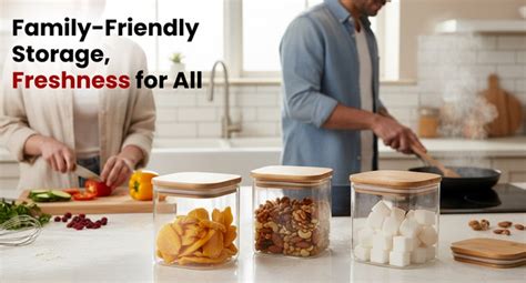 Buy Jinelza Glass Canisters Food Storage Containers Set With Airtight ...