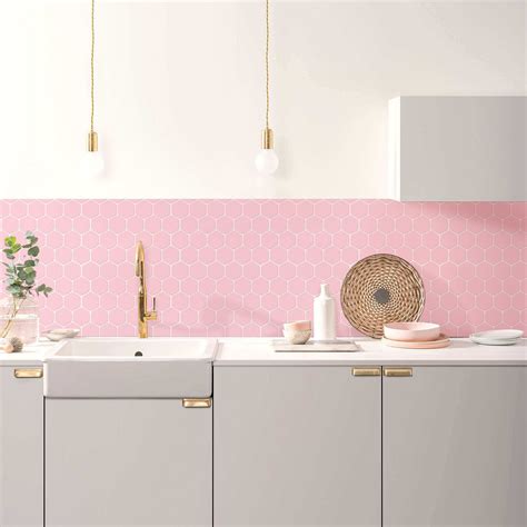 Pink Hexagon Peel and Stick Backsplash Tile – Commomy