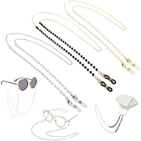 Buy TecoKart® 3 Pieces Pearl Spectacle Chain for Women Glasses, Elegant ...
