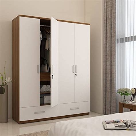 HEKAMI interiors 4 Door Wardrobe with 3 Drawers and 1 Locker (White ...