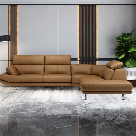 Buy Orlando Brown Four Seater L shape Leatherette Sofa at Durian