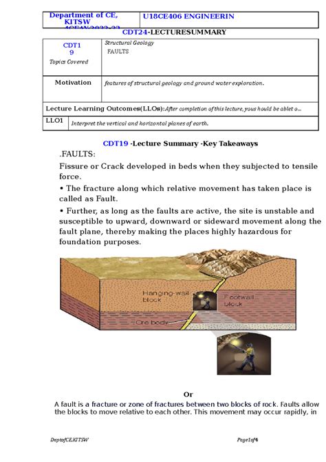 EG CDT24 2022-234CE - Notes for eg - CDT 9 Structural Geology FAULTS ...