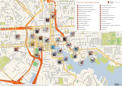 Top Tourist Attraction and Places Map of Baltimore Inner Harbor USA ...