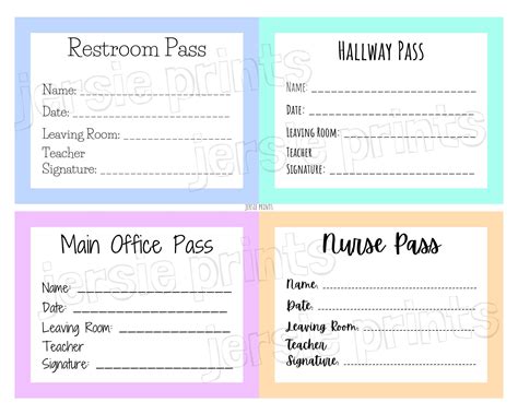 Teacher Hall Pass Printable Notes / School Notes / Student Hall Passes ...