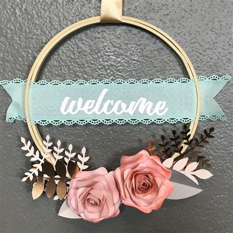 Embroidery Hoop Welcome Wreath With Handmade Paper Flowers - Better ...