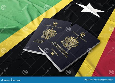 Saint Kitts and Nevis Passport on the Flag of Their Country Stock Photo ...