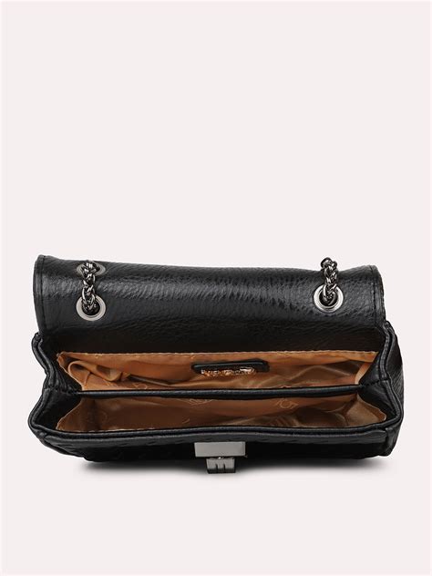 Buy Now Women Black Textured PU Sling Bag