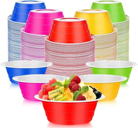 Amazon.com: Lallisa 15 Pcs Plastic Bowls Disposable 47 oz Multicolor ...