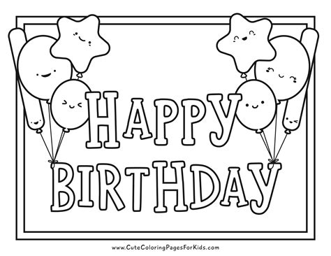 Free Printable Birthday Coloring Pages - Cute Coloring Pages For Kids