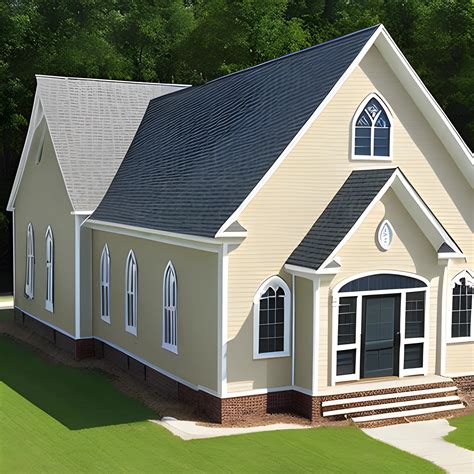 Two story Long church building construction tan outside showing - Arthub.ai
