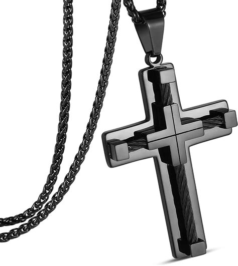 Buy Cross Necklace for Men Large 316L Stainless Steel Christian Cross ...