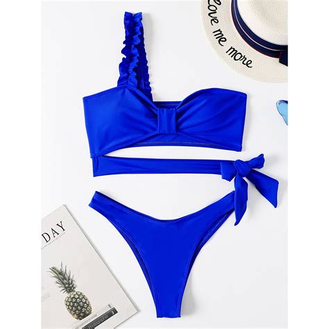 Sexy Ruffled Frilled One Shoulder Bikini Female Swimsuit Women Swimwear ...