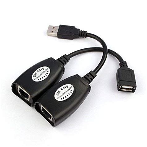 Perfect Solution 150 Ft USB (Male) to RJ45 + USB (Female) USB Over Cat5 ...
