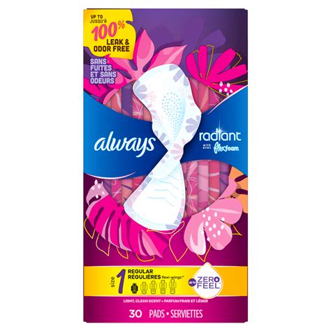 Radiant Pads: Size 1 Regular With Wings Scented | Always®