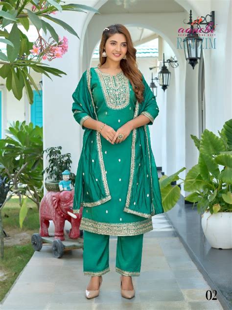 aanchi launch rim zim fully stitch roman shimmer gorgeous look suit for ...
