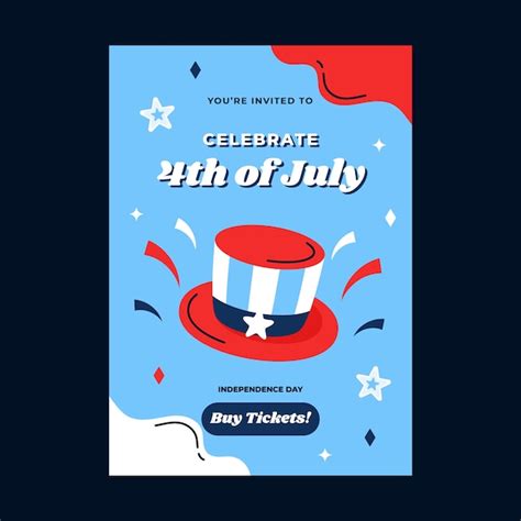 Free Vector | Hand drawn 4th of july celebration invitation template