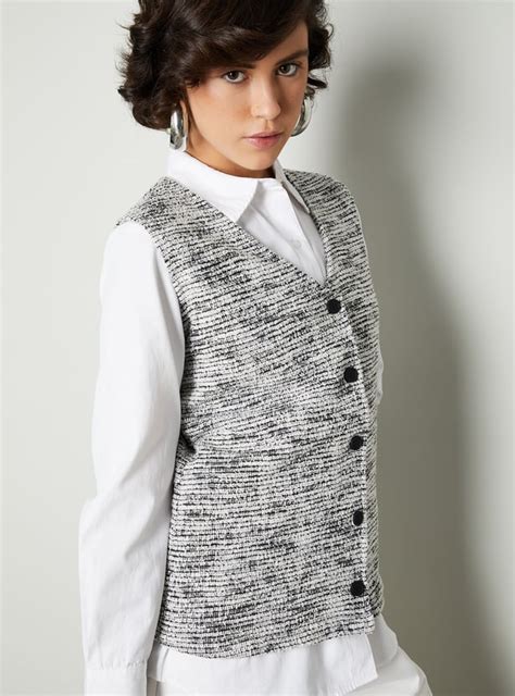 Buy Women Textured Tweed Waistcoat Online at just Rs. 999.0 ...