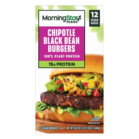 MorningStar Farms Chipotle Black Bean Veggie Burgers, 12 count