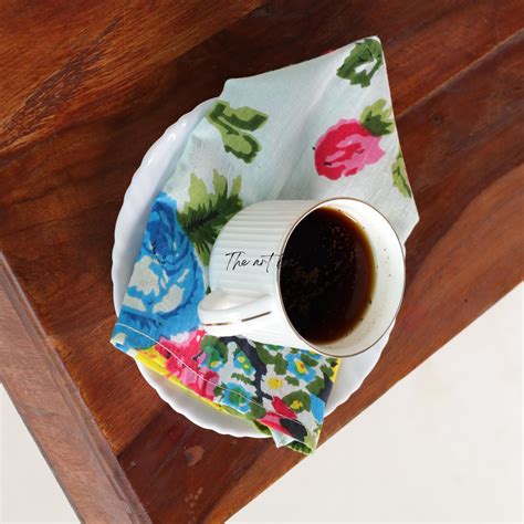 White Floral Cotton Table Napkins