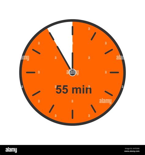 Clock icon with 55 minute time interval. Countdown timer or stopwatch ...
