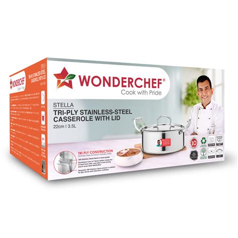 Stella Triply Stainless Steel Casserole with Lid | 22 cm, 3.5 Litres ...