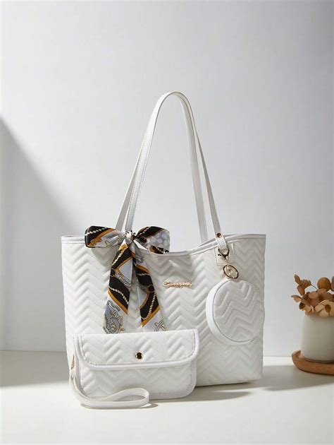 Women 3 PiecesSet: Scarf, Tote Bag, Shoulder Bag, Embroidered Handbag ...