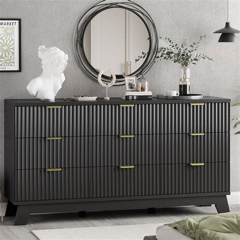 Amazon.com: Xixini Fluted Dresser for Bedroom with 9 Drawers, 57" Wide ...