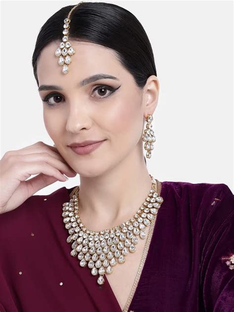 I Jewels Traditional Gold Plated Stone Studded Bridal Choker Necklace ...