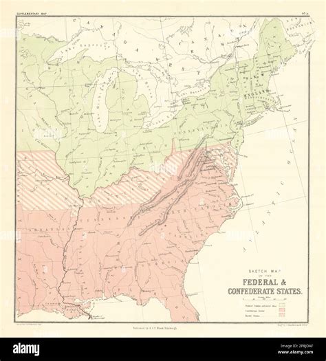 US Civil War. Sketch Map of the Federal & Confederate States ...