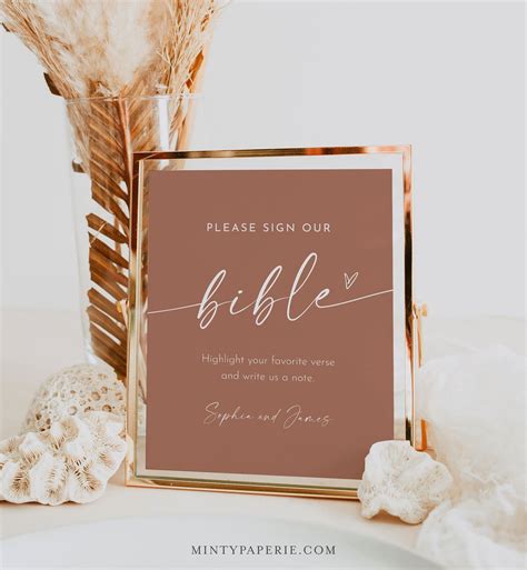 Bible Guest Book Sign, Printable Bohemian Wedding Bible, Terracotta ...
